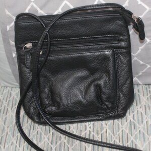 Stone & Company Black Small Crossbody Purse Outside Zip Pouch & Top Zipper